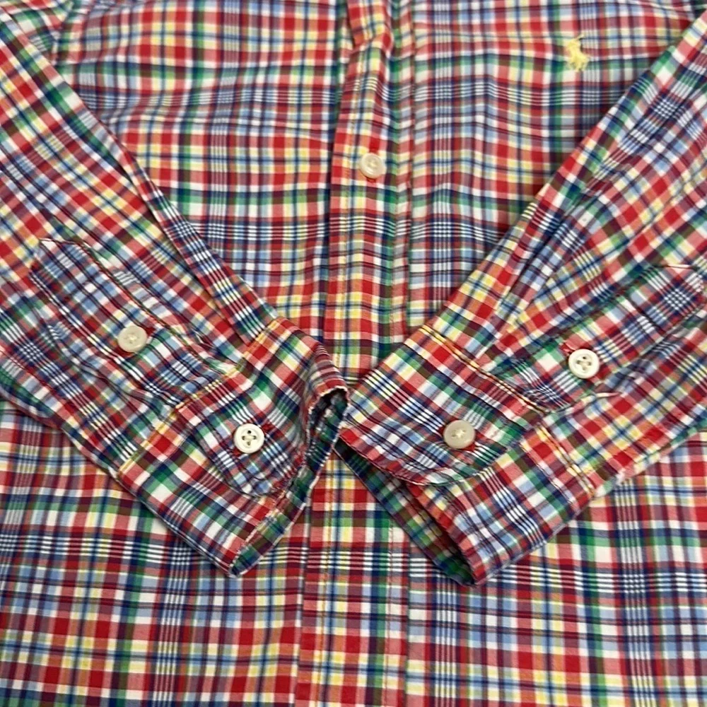 Ralph Lauren Polo Child's BoyLS Shirt Plaid Multi Color Gold Horse size 3T